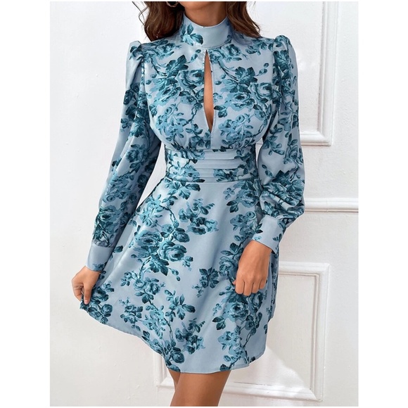 COPY - Boho Floral Print Cut out Puff Sleeve Dress - Picture 8 of 8
